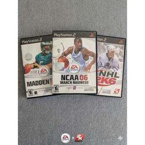 PS2 Sports Game Bundle NCAA 06 March Madness Madden NHL 2K6 CIB Tested Complete